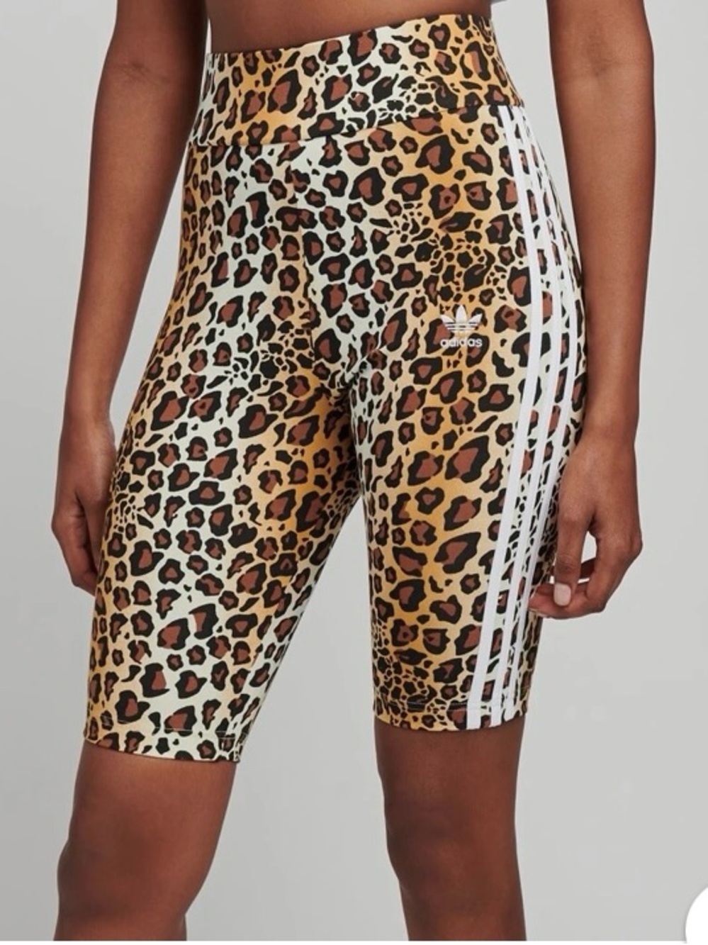 Adidas Women’s High Waisted Leopard Print 3-Stripes Biker Shorts - NWOT